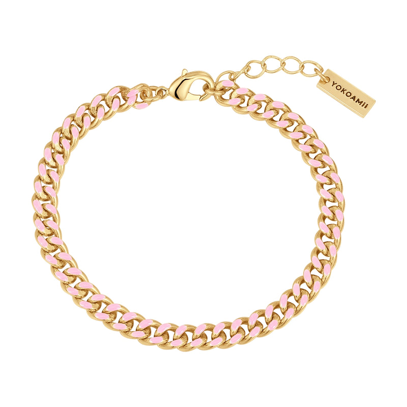 Armband gelbgold Emaille rosa