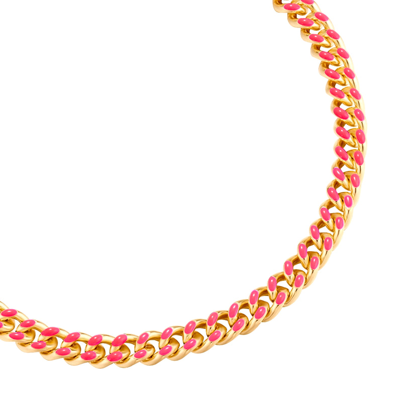 Armband gelbgold Emaille pink