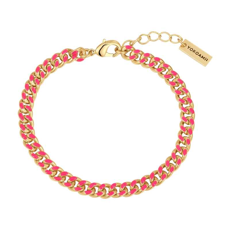 Armband gelbgold Emaille pink