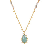 Kette mit Anhänger gelbgold Amazonit blau