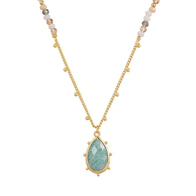 Kette mit Anhänger gelbgold Amazonit blau