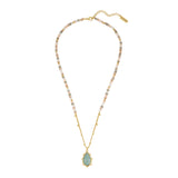 Kette mit Anhänger gelbgold Amazonit blau