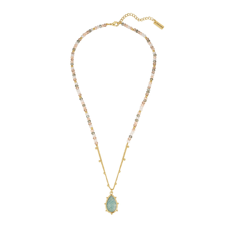 Kette mit Anhänger gelbgold Amazonit blau