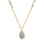 Kette mit Anhänger gelbgold Amazonit blau
