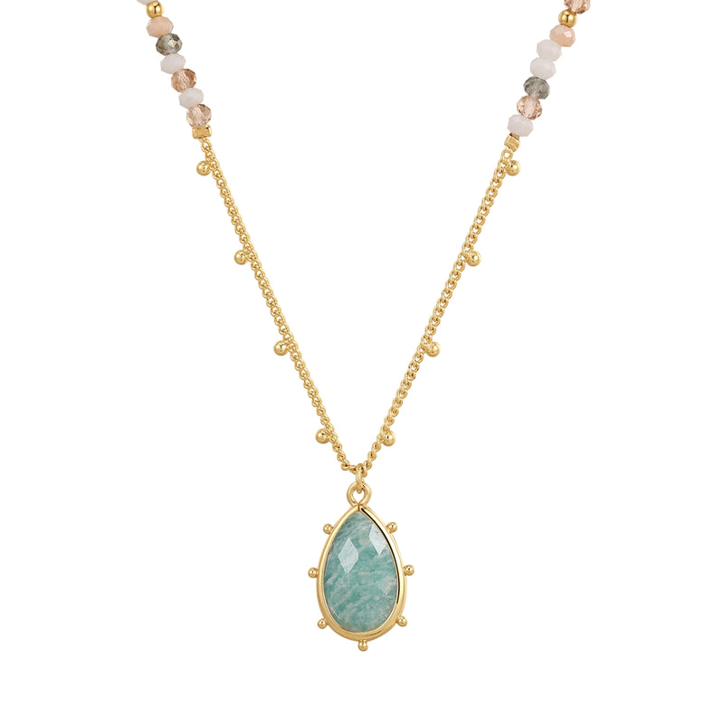 Kette mit Anhänger gelbgold Amazonit blau