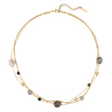 Kette Edelstahl gelbgold Spinell schwarz Achat grau
