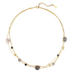 Kette Edelstahl gelbgold Spinell schwarz Achat grau