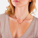 Kette mit Anhänger Edelstahl gelbgold Zirkonia weiß Turmalin multicolor