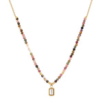 Kette mit Anhänger Edelstahl gelbgold Zirkonia weiß Turmalin multicolor
