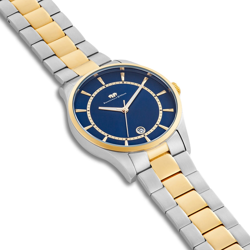 Herren Quarzuhr gelbgold/silber Edelstahl silber/gelbgold