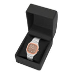 Herren Quarzuhr roségold/silber Edelstahl silber