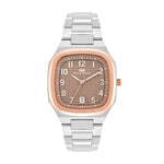 Herren Quarzuhr roségold/silber Edelstahl silber