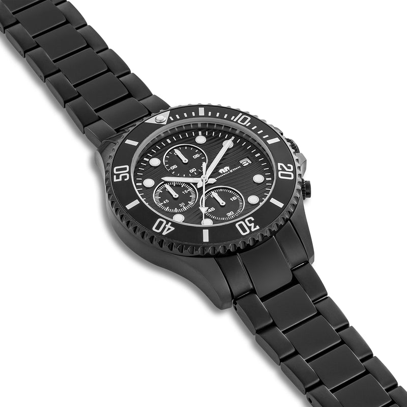 Herren Chronograph schwarz Edelstahl schwarz