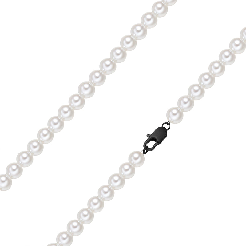 Kette Edelstahl schwarz Perle (synth.) weiß