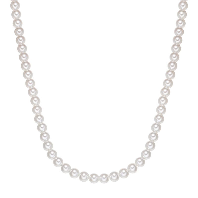 Kette Edelstahl schwarz Perle (synth.) weiß
