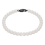 Armband Edelstahl schwarz Perle (synth.) weiß