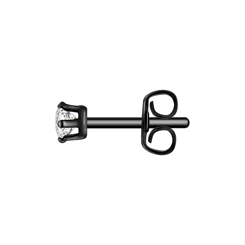 Ohrstecker Edelstahl schwarz Zirkonia weiß