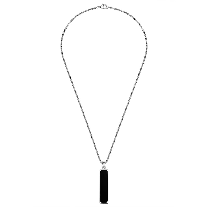 Kette mit Anhänger Edelstahl Achat schwarz
