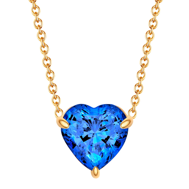 Kette mit Anhänger Edelstahl gelbgold Zirkonia blau