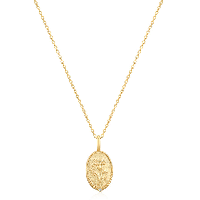 Kette mit Anhänger Sterling Silber gelbgold Zirkonia weiß