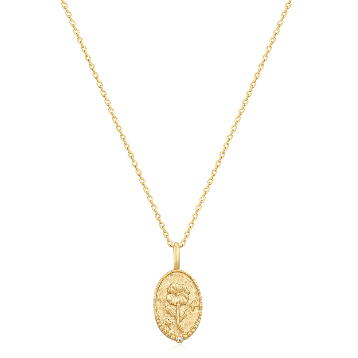 Kette mit Anhänger Sterling Silber gelbgold Zirkonia weiß