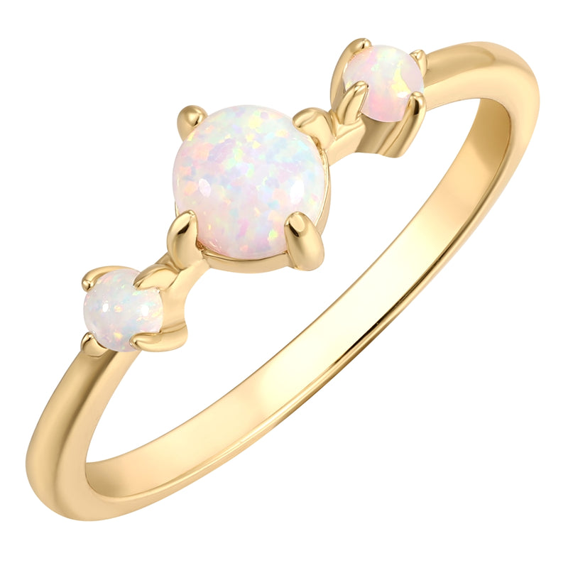 Ring Sterling Silber gelbgold Opal (synth.) weiß