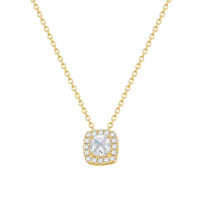 Kette mit Anhänger Sterling Silber gelbgold Zirkonia weiß