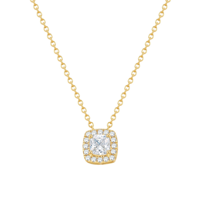 Kette mit Anhänger Sterling Silber gelbgold Zirkonia weiß