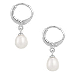 Creolen Sterling Silber Süßwasser-Zuchtperle weiß