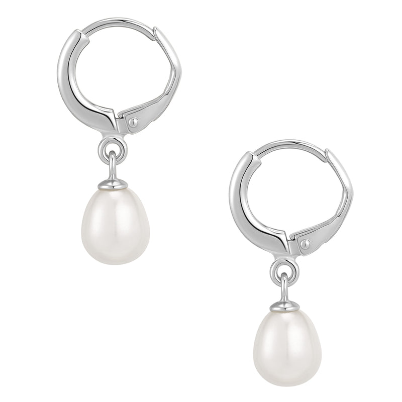 Creolen Sterling Silber Süßwasser-Zuchtperle weiß