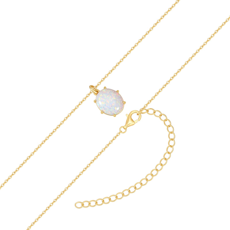 Kette mit Anhänger Sterling Silber gelbgold Opal (synth.) weiß