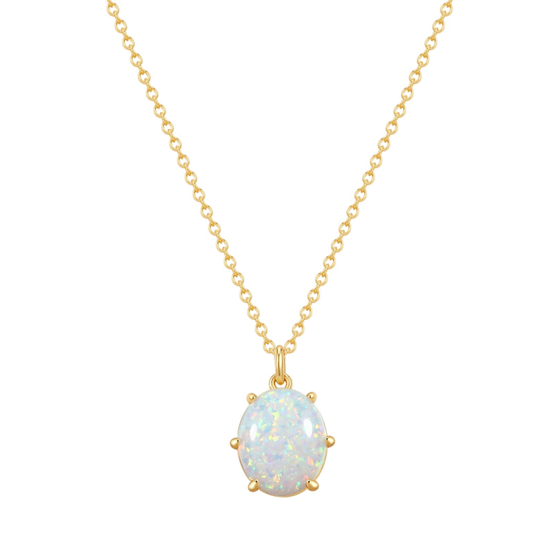 Kette mit Anhänger Sterling Silber gelbgold Opal (synth.) weiß