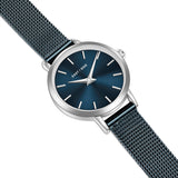 Damen Quarzuhr silber Edelstahl blau