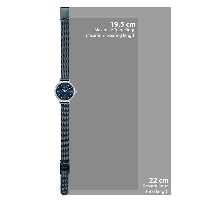 Damen Quarzuhr silber Edelstahl blau