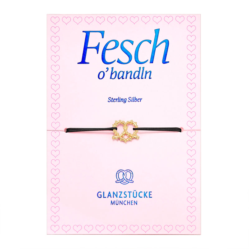 Armband Sterling Silber gelbgold Textil (schwarz)