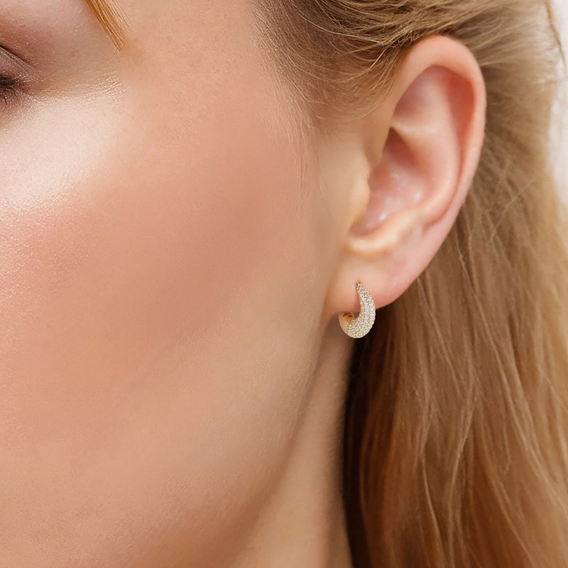 Creolen Sterling Silber gelbgold Zirkonia weiß