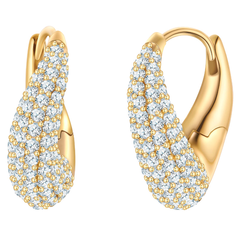 Creolen Sterling Silber gelbgold Zirkonia weiß