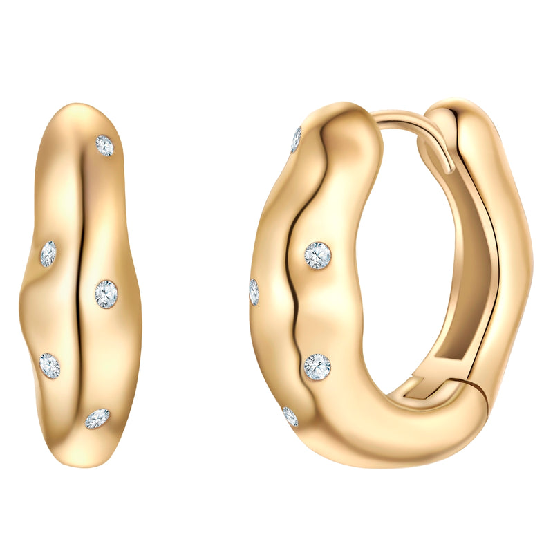 Creolen Sterling Silber gelbgold Zirkonia weiß