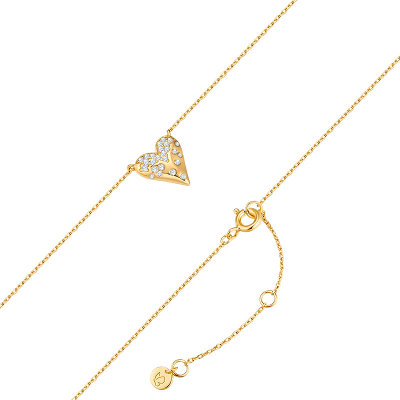 Kette mit Anhänger Sterling Silber gelbgold Zirkonia weiß