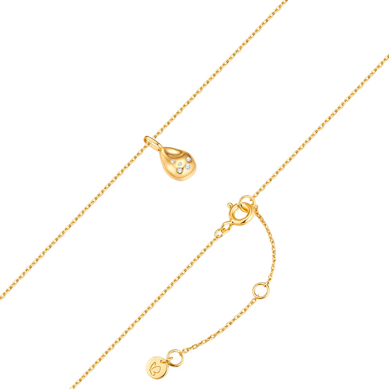 Kette mit Anhänger Sterling Silber gelbgold Zirkonia weiß