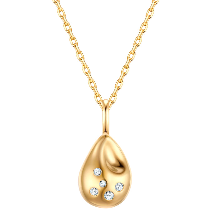 Kette mit Anhänger Sterling Silber gelbgold Zirkonia weiß