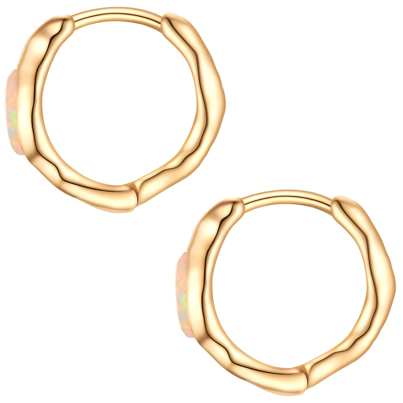 Creolen Sterling Silber gelbgold Opal weiß