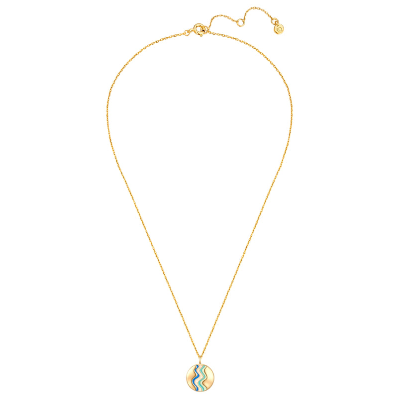 Kette mit Anhänger Sterling Silber gelbgold Opal weiß Emaille blau