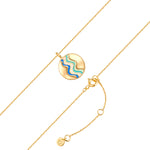 Kette mit Anhänger Sterling Silber gelbgold Opal weiß Emaille blau