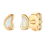 Ohrstecker Sterling Silber gelbgold Opal weiß