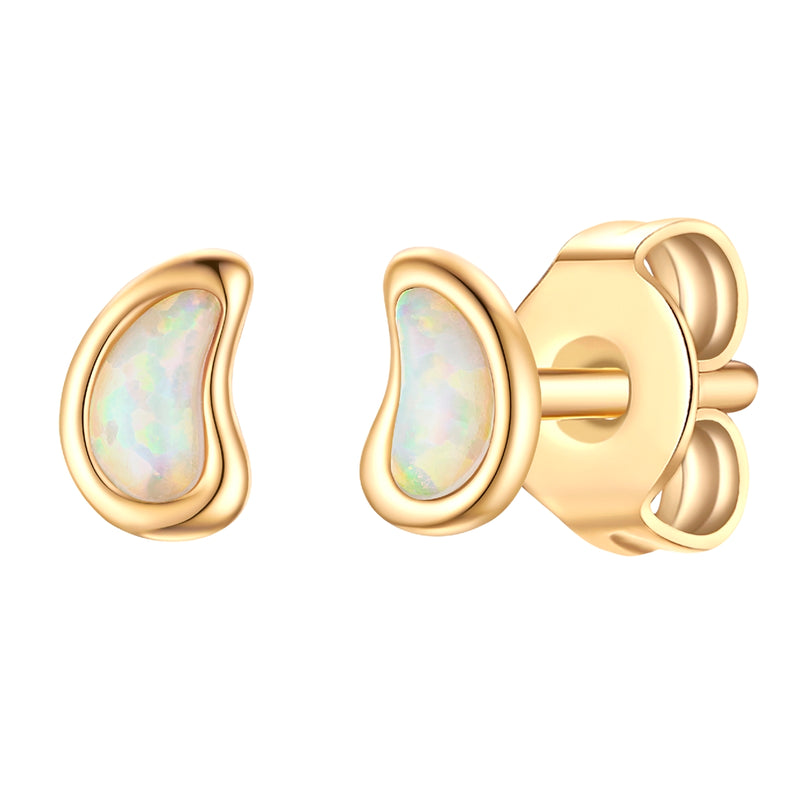 Ohrstecker Sterling Silber gelbgold Opal weiß