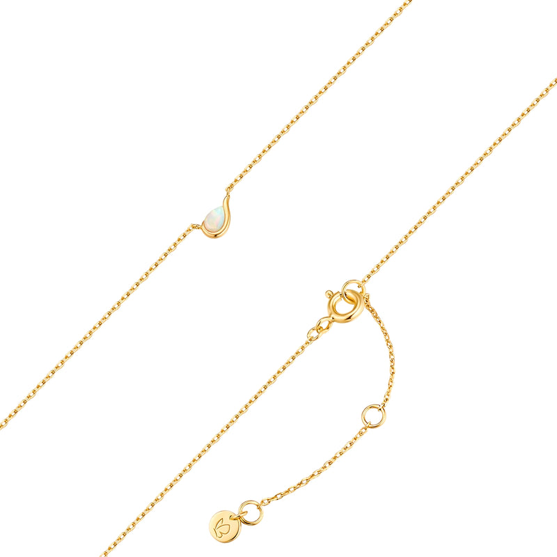 Kette mit Anhänger Sterling Silber gelbgold Opal weiß