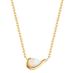 Kette mit Anhänger Sterling Silber gelbgold Opal weiß