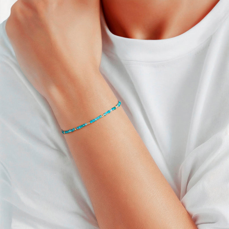 Armband Sterling Silber gelbgold Apatit blau