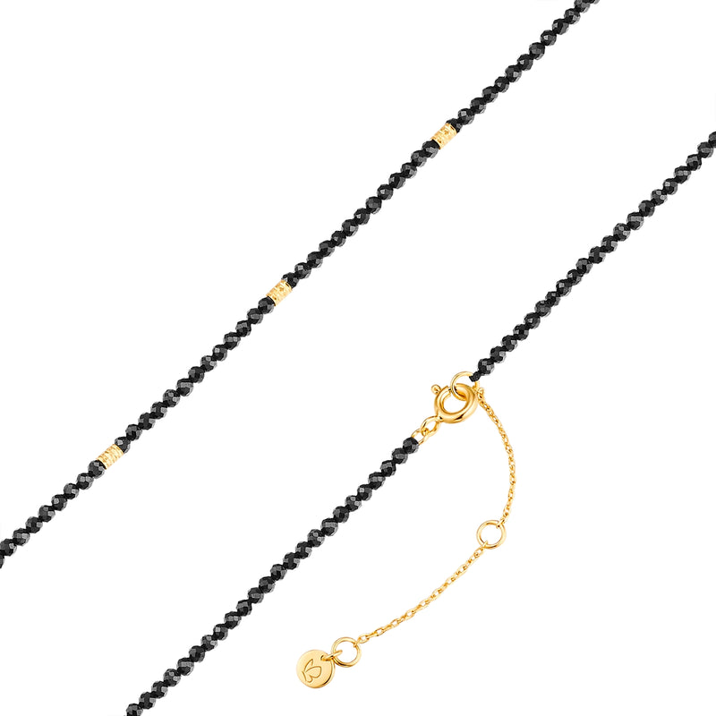 Kette Sterling Silber gelbgold Spinell schwarz